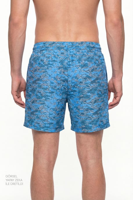 Men's Belted Deep Zebra Camouflage Print Swim Shorts - Image 2