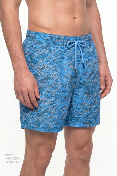 Men's Belted Deep Zebra Camouflage Print Swim Shorts - Image 3