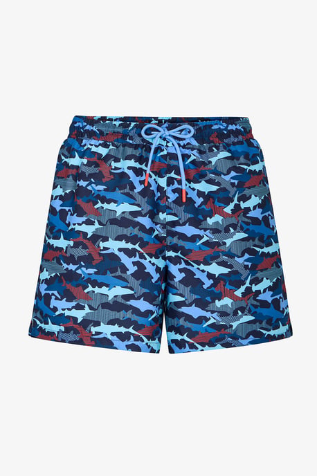 Men's Striped Fish Pattern Swim Shorts - Image 4