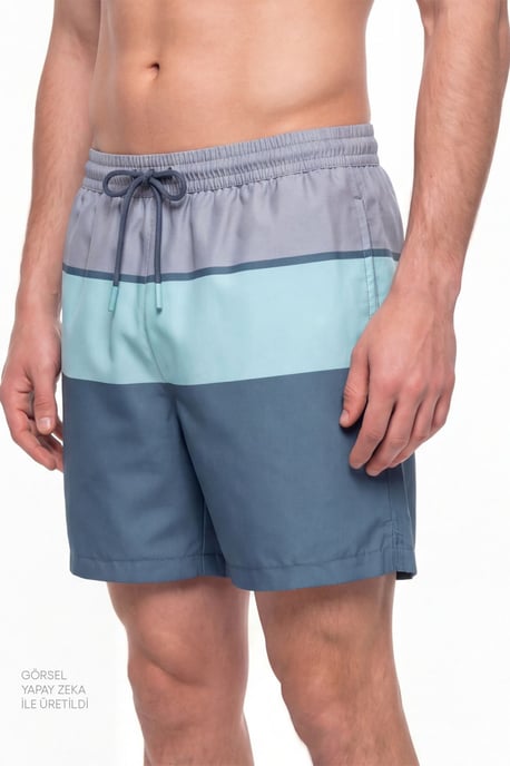 Men's Mindful Colour Block Striped Swim Shorts - Image 3