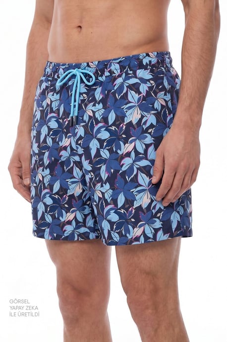 Men's Surf View Leaf Print Swim Shorts - Image 2
