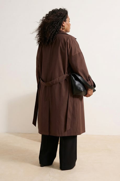 Trendyol Curve Dam Brun Enfärgad Oversize Plus size Trenchcoats - Image 2