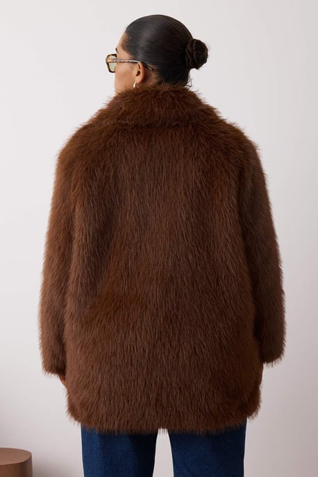 Trendyol Curve Dam Brun Enfärgad Lång Regular fit Plus size Kappor - Image 3