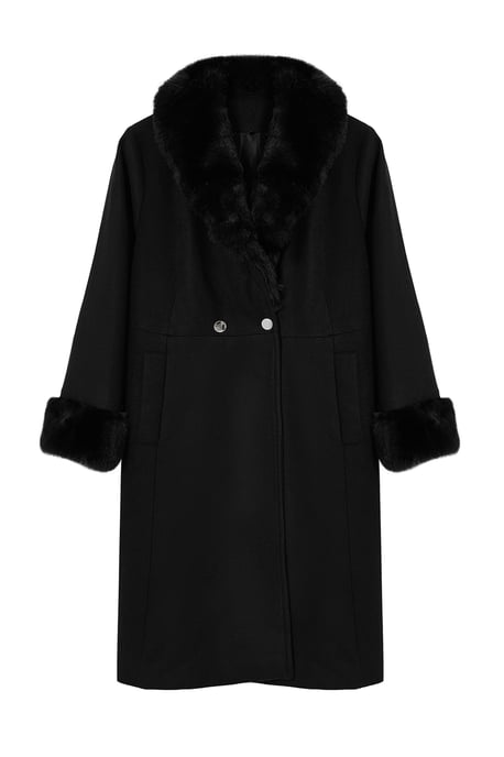 Trendyol Curve Dam Svart Enfärgad Lång Regular fit Plus size Kappor - Image 5