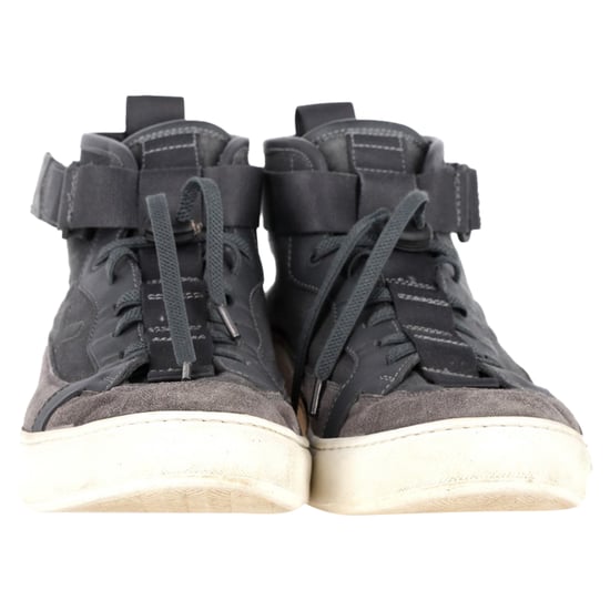 Ermenegildo Zegna Couture höga sneakers i svart kanvas och läder - Image 2
