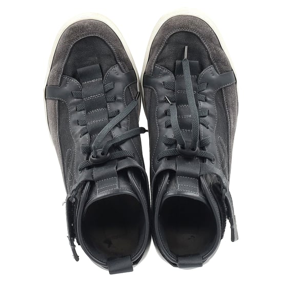 Ermenegildo Zegna Couture höga sneakers i svart kanvas och läder - Image 3