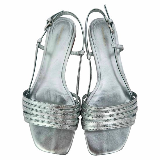 Reformation Millie Lattice platta sandaler i silverfärgat läder - Image 4
