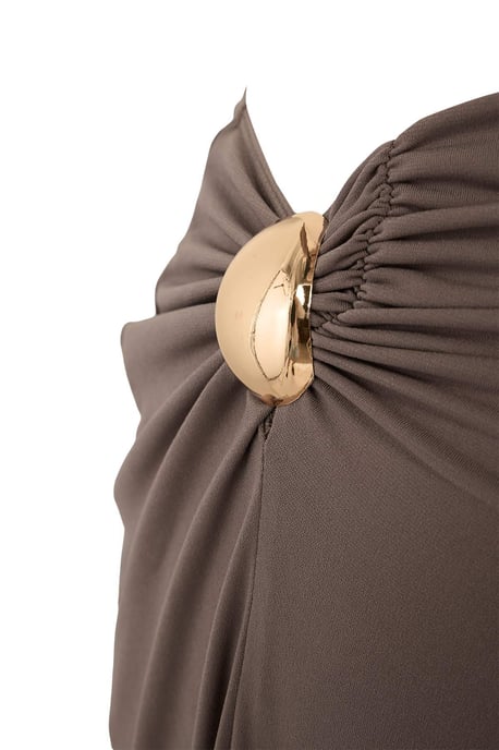 Trendyol Curve Dam Beige Enfärgad Midi Ärmlös Bodycon Plus size Klänning - Image 4