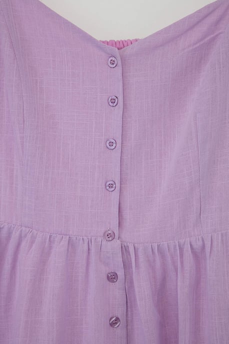 Trendyol Curve Dam Lila Enfärgad Midi Ärmlös Casual A-linje Plus size Klänning - Image 4
