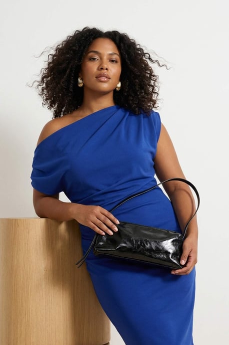 Trendyol Curve Dam Blå Enfärgad Midi Ärmlös Casual Bodycon Plus size Klänning - Image 6
