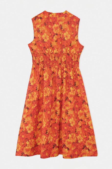 Trendyol Curve Dam Orange Blommig Midi Kort Skjortklänning Plus size Klänning - Image 5