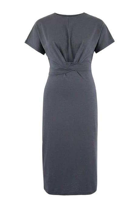Trendyol Curve Dames Grijs Effen Midi Kort Casual Recht Grote maten Jurk - Image 2