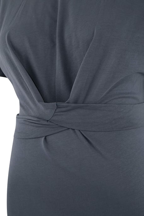 Trendyol Curve Dames Grijs Effen Midi Kort Casual Recht Grote maten Jurk - Image 3