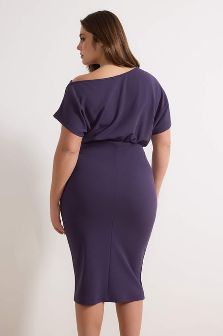 Trendyol Curve Dam Lila Enfärgad Midi Kort Fest Bodycon Plus size Klänning - Image 3