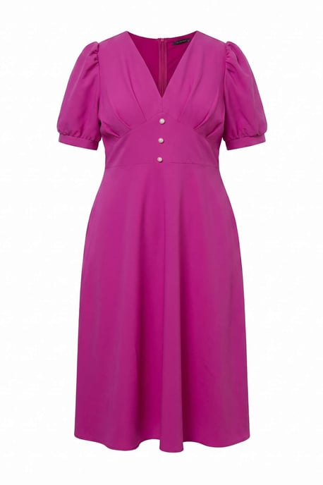 Trendyol Curve Dam Rosa Enfärgad Midi Kort Cocktail A-linje Plus size Klänning - Image 3