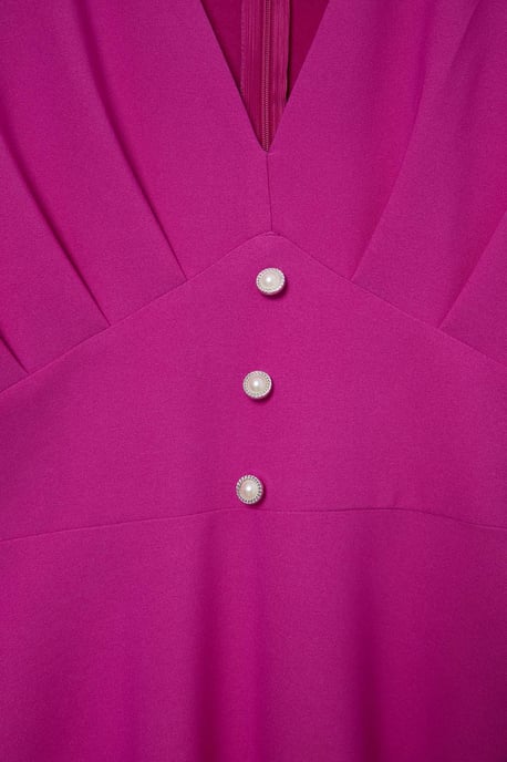 Trendyol Curve Dam Rosa Enfärgad Midi Kort Cocktail A-linje Plus size Klänning - Image 5