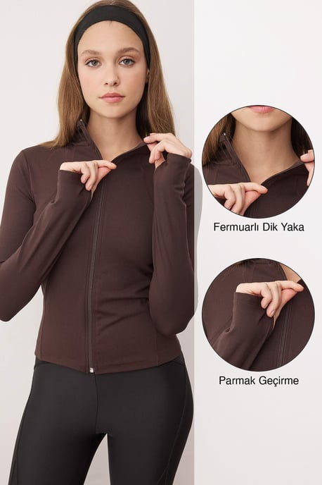 TRENDYOLMİLLA Dam Brun Enfärgad Figursydd Sport Kavajer - Image 1