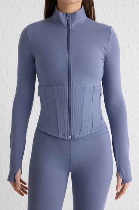 TRENDYOLMİLLA Dam Mörkblå Enfärgad Figursydd Sport Kavajer - Image 3