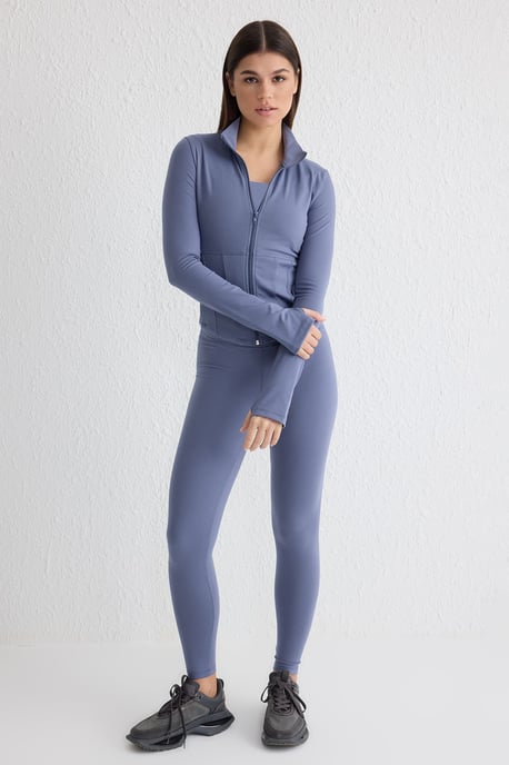 TRENDYOLMİLLA Dam Mörkblå Enfärgad Figursydd Sport Kavajer - Image 6
