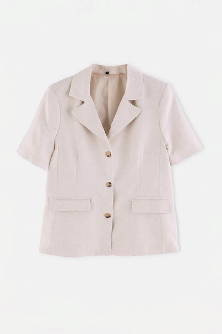 Trendyol Curve Dam Beige Enfärgad Kort Figursydd Plus size Kavajer - Image 4