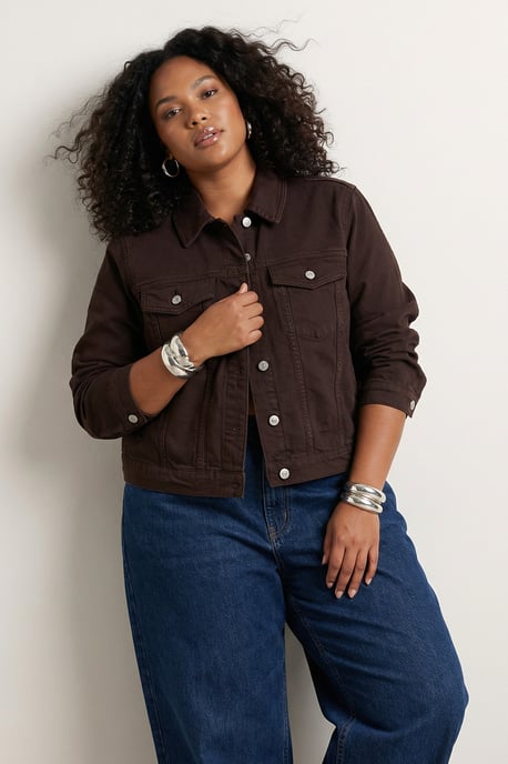 Trendyol Curve Dam Brun Enfärgad Lång Regular fit Plus size Kavajer - Image 6