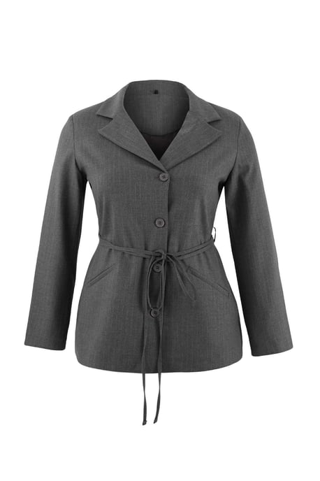 Trendyol Curve Dam Grå Randig Lång Figursydd Plus size Kavajer - Image 3