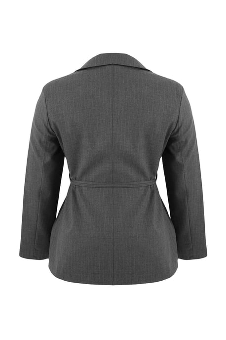 Trendyol Curve Dam Grå Randig Lång Figursydd Plus size Kavajer - Image 5