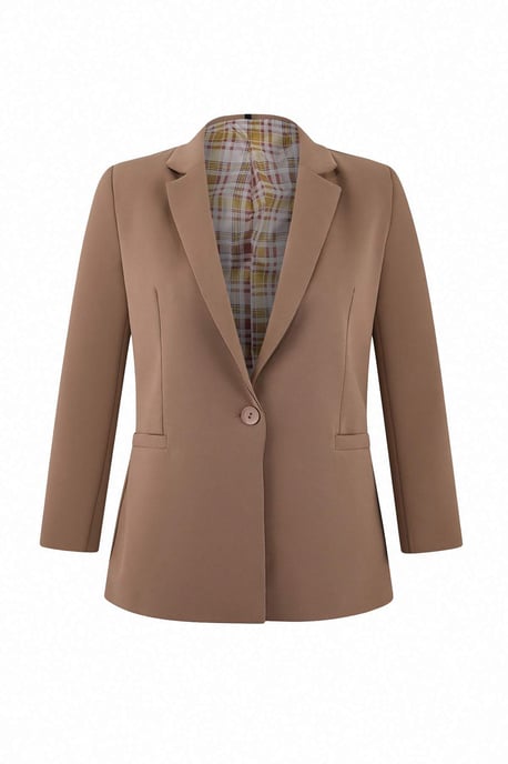 Trendyol Curve Dam Brun Enfärgad Lång Regular fit Plus size Kavajer - Image 3