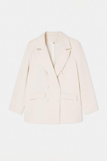 Trendyol Curve Dam Ecru Enfärgad Lång Regular fit Plus size Kavajer - Image 3