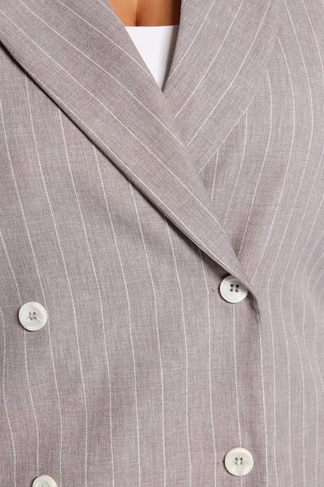 Trendyol Curve Dam Grå Randig Lång Relaxed fit Plus size Kavajer - Image 3