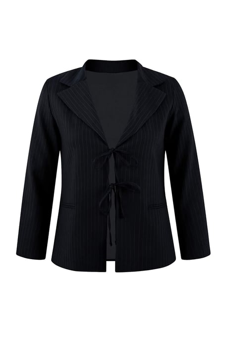 Trendyol Curve Dam Mörkblå Randig Lång Oversize Plus size Kavajer - Image 3