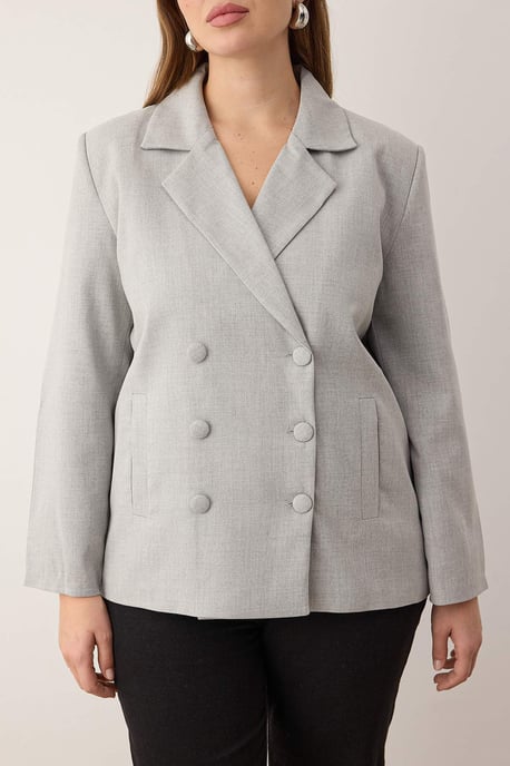 Trendyol Curve Dam Grå Enfärgad Lång Regular fit Plus size Kavajer - Image 3