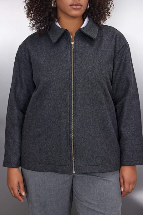 Trendyol Curve Dam Grå Enfärgad Lång Regular fit Plus size Kavajer - Image 2