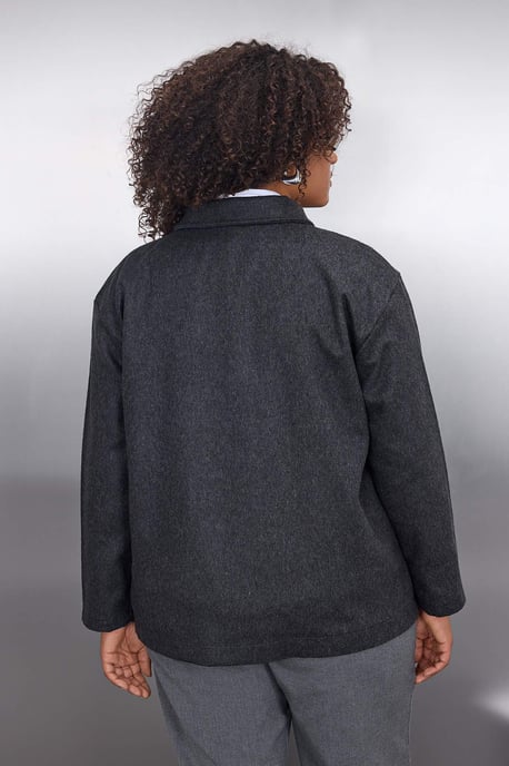 Trendyol Curve Dam Grå Enfärgad Lång Regular fit Plus size Kavajer - Image 3