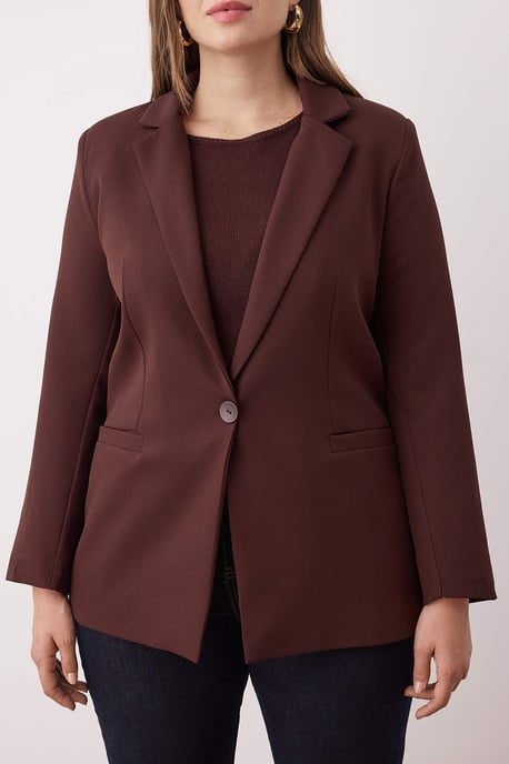 Trendyol Curve Dam Brun Enfärgad Lång Regular fit Plus size Kavajer - Image 3