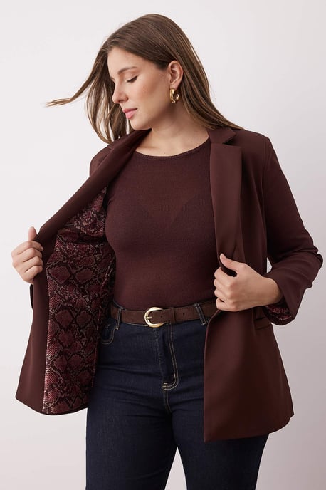 Trendyol Curve Dam Brun Enfärgad Lång Regular fit Plus size Kavajer - Image 6