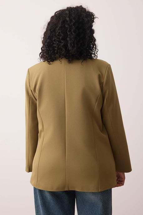 Trendyol Curve Dam Khaki Enfärgad Lång Oversize Plus size Kavajer - Image 3