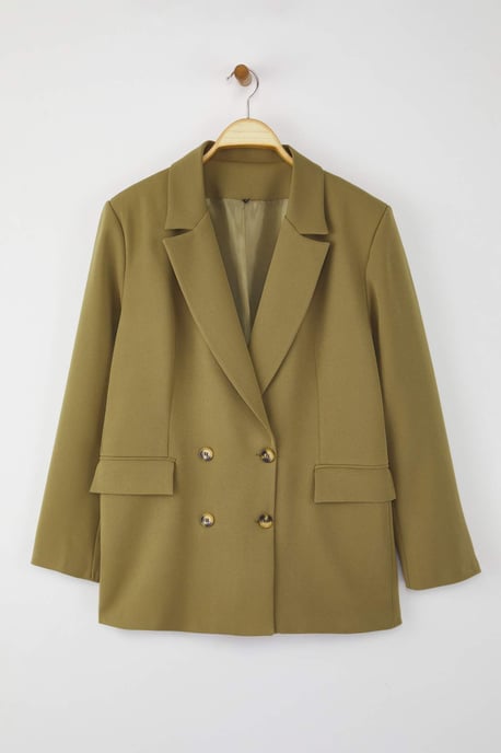 Trendyol Curve Dam Khaki Enfärgad Lång Oversize Plus size Kavajer - Image 4