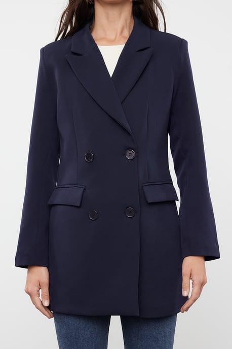 Trendyol Modest Women's Dark blue Plain Long Regular fit Modest Blazers - Image 2
