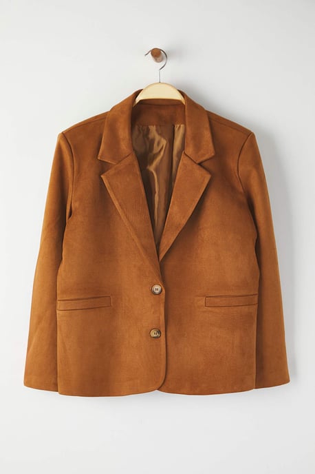 Trendyol Curve Dam Brun Enfärgad Lång Regular fit Plus size Kavajer - Image 4