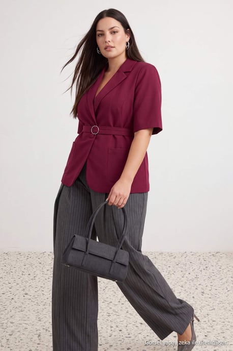 Trendyol Curve Dam Lila Enfärgad Trekvartsärm Figursydd Plus size Kavajer - Image 1