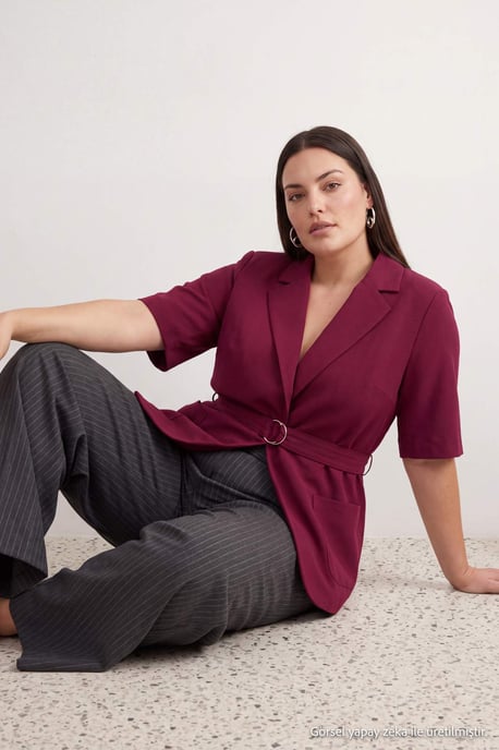 Trendyol Curve Dam Lila Enfärgad Trekvartsärm Figursydd Plus size Kavajer - Image 2