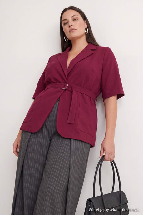 Trendyol Curve Dam Lila Enfärgad Trekvartsärm Figursydd Plus size Kavajer - Image 6