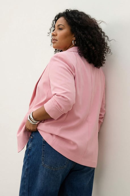 Trendyol Curve Dam Mörkblå Enfärgad Lång Regular fit Plus size Kavajer - Image 5