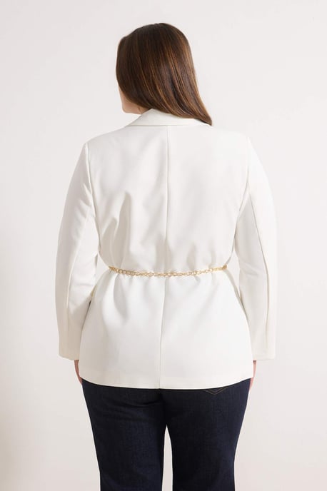 Trendyol Curve Dam Ecru Enfärgad Lång Oversize Plus size Kavajer - Image 3