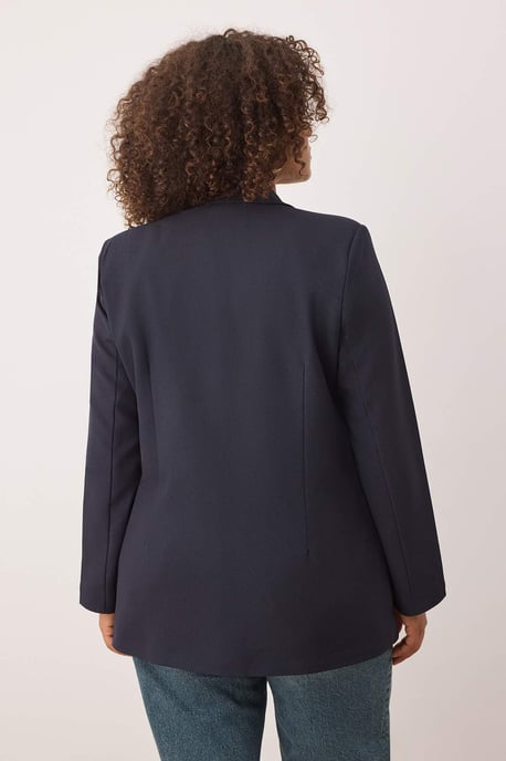 Trendyol Curve Dam Mörkblå Enfärgad Lång Figursydd Plus size Kavajer - Image 3