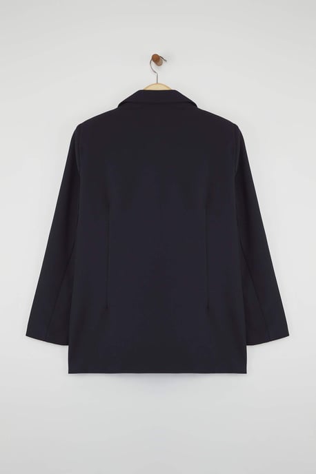 Trendyol Curve Dam Mörkblå Enfärgad Lång Figursydd Plus size Kavajer - Image 5