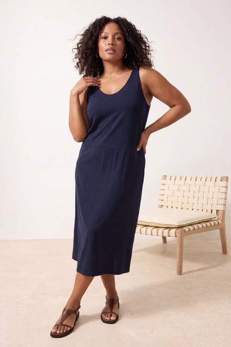 Trendyol Curve Dam Grå Enfärgad Midi Ärmlös Casual Rak Plus size Klänning - Image 2