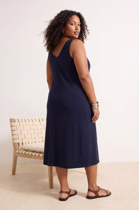 Trendyol Curve Dam Grå Enfärgad Midi Ärmlös Casual Rak Plus size Klänning - Image 4
