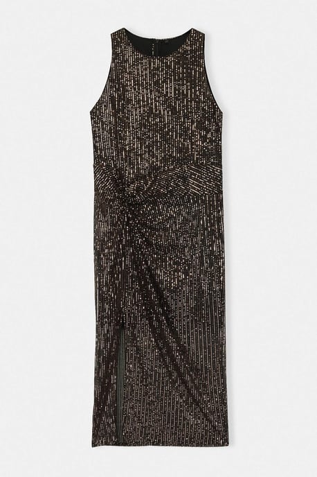 Trendyol Curve Dam Guldfärgad Enfärgad Midi Ärmlös Elegant/Kväll Rak Plus size Klänning - Image 3